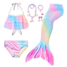 Load image into Gallery viewer, Girls Beach Wear Swimming Mermaid Tail Dress Beach Bikini Summer Dress Clothes Little Ariel Princess Costume Necklace Accessory
