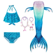 Load image into Gallery viewer, Girls Beach Wear Swimming Mermaid Tail Dress Beach Bikini Summer Dress Clothes Little Ariel Princess Costume Necklace Accessory
