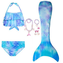 Load image into Gallery viewer, Girls Beach Wear Swimming Mermaid Tail Dress Beach Bikini Summer Dress Clothes Little Ariel Princess Costume Necklace Accessory

