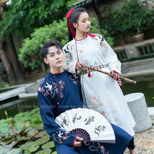 Load image into Gallery viewer, Couples Chinese Traditional Hanfu Men Crane Embroidered Tang Suit Women Dress Hanfu Long Robe Kimono Performance Cosplay Costume

