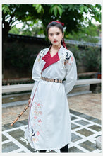 Load image into Gallery viewer, Couples Chinese Traditional Hanfu Men Crane Embroidered Tang Suit Women Dress Hanfu Long Robe Kimono Performance Cosplay Costume

