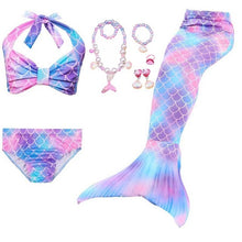 Load image into Gallery viewer, Girls Beach Wear Swimming Mermaid Tail Dress Beach Bikini Summer Dress Clothes Little Ariel Princess Costume Necklace Accessory
