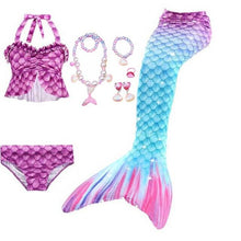 Load image into Gallery viewer, Girls Beach Wear Swimming Mermaid Tail Dress Beach Bikini Summer Dress Clothes Little Ariel Princess Costume Necklace Accessory
