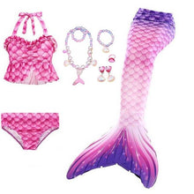 Load image into Gallery viewer, Girls Beach Wear Swimming Mermaid Tail Dress Beach Bikini Summer Dress Clothes Little Ariel Princess Costume Necklace Accessory
