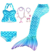 Load image into Gallery viewer, Girls Beach Wear Swimming Mermaid Tail Dress Beach Bikini Summer Dress Clothes Little Ariel Princess Costume Necklace Accessory
