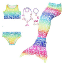 Load image into Gallery viewer, Girls Beach Wear Swimming Mermaid Tail Dress Beach Bikini Summer Dress Clothes Little Ariel Princess Costume Necklace Accessory
